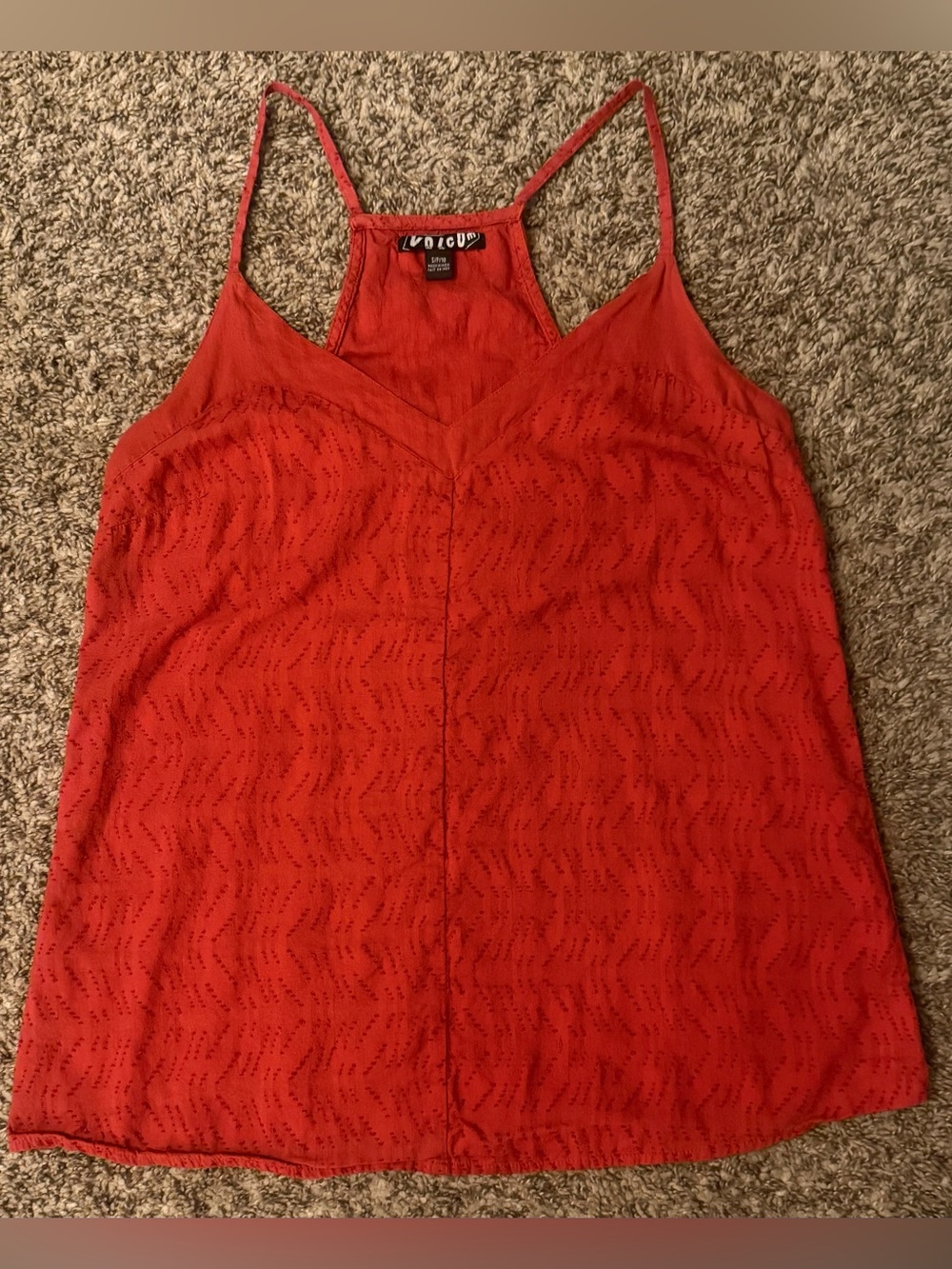 Volcom Women's Orange-Red Eyelet Camisole Tank Top